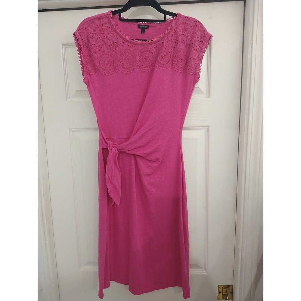 Talbots Sleeveless Embroidered Thai Dress XS Pink Boho Feminine Cottage Core